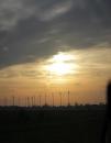 wind turbines in the sunset